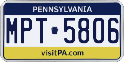 PA license plate MPT5806