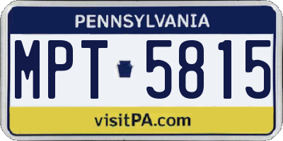 PA license plate MPT5815