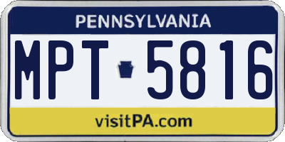 PA license plate MPT5816