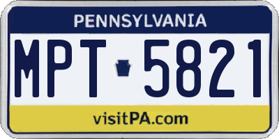 PA license plate MPT5821