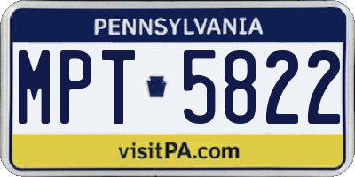 PA license plate MPT5822