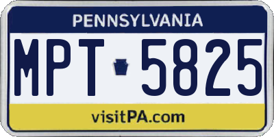 PA license plate MPT5825
