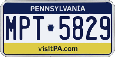 PA license plate MPT5829