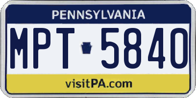 PA license plate MPT5840