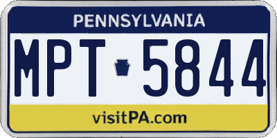 PA license plate MPT5844