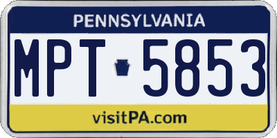 PA license plate MPT5853