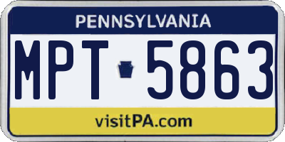 PA license plate MPT5863