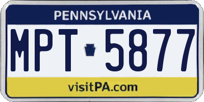 PA license plate MPT5877