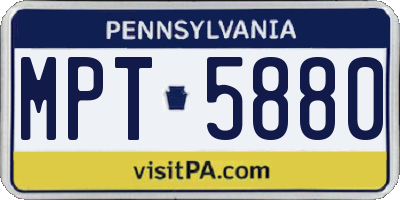 PA license plate MPT5880