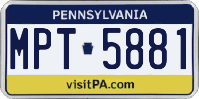 PA license plate MPT5881
