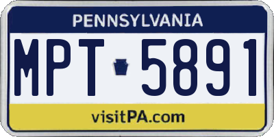 PA license plate MPT5891