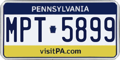 PA license plate MPT5899