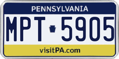 PA license plate MPT5905