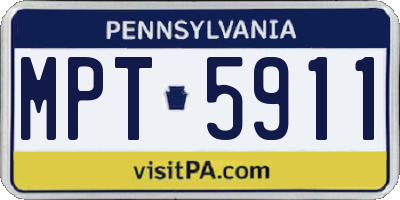 PA license plate MPT5911