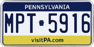 PA license plate MPT5916