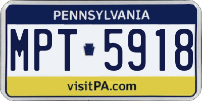 PA license plate MPT5918