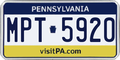 PA license plate MPT5920