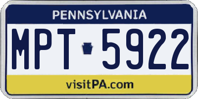 PA license plate MPT5922