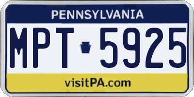 PA license plate MPT5925
