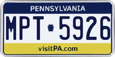 PA license plate MPT5926