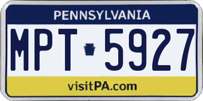 PA license plate MPT5927