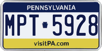 PA license plate MPT5928