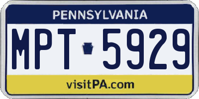 PA license plate MPT5929