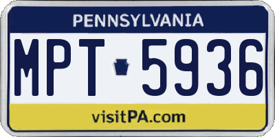 PA license plate MPT5936