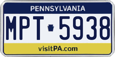 PA license plate MPT5938
