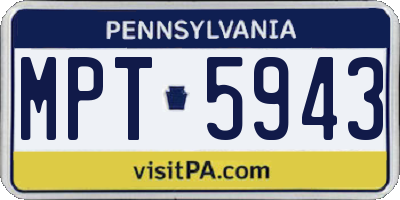 PA license plate MPT5943