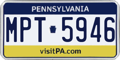 PA license plate MPT5946