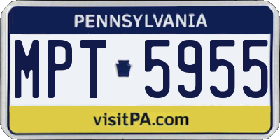 PA license plate MPT5955