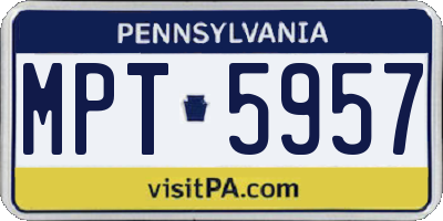 PA license plate MPT5957