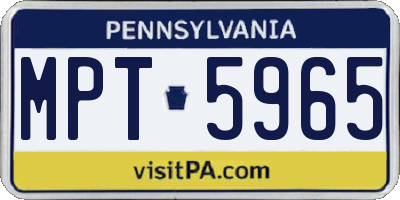 PA license plate MPT5965
