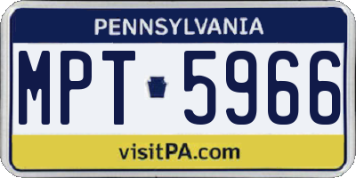 PA license plate MPT5966