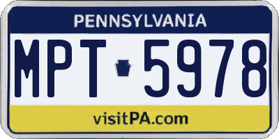 PA license plate MPT5978