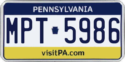 PA license plate MPT5986
