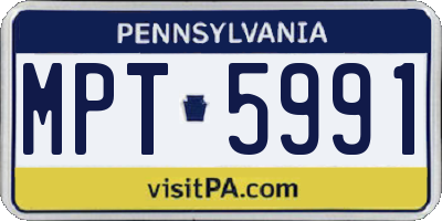 PA license plate MPT5991