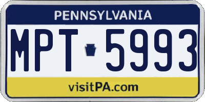 PA license plate MPT5993