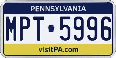 PA license plate MPT5996