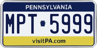 PA license plate MPT5999