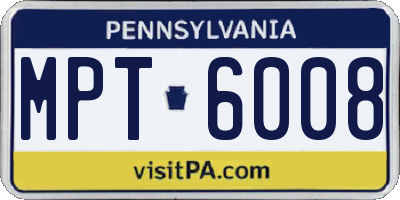 PA license plate MPT6008