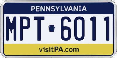 PA license plate MPT6011