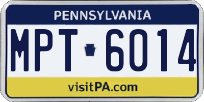 PA license plate MPT6014