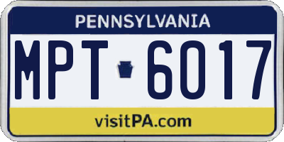 PA license plate MPT6017