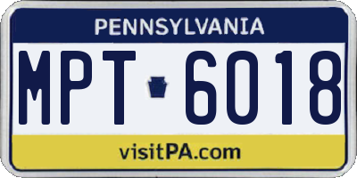 PA license plate MPT6018