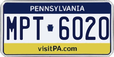 PA license plate MPT6020
