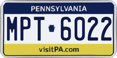 PA license plate MPT6022