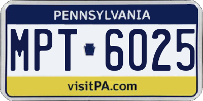 PA license plate MPT6025