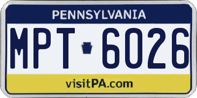 PA license plate MPT6026